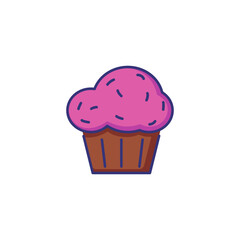 Cupcake line icon. Muffin, baked, cream. Candy bar concept. Vector illustration can be used for topics like sugar, pastry, party