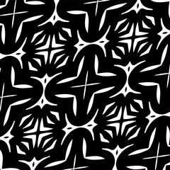 Minimal ornamental background with abstract shapes. Black and white texture. Simple abstract ornament background. Dark repeat design for decor, fabric, cloth.