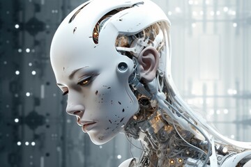 White cyborg robotic - 3D rendering
