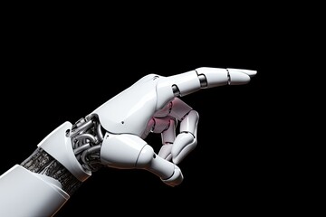 cyborg robotic hand pointing his finger - 3D rendering isolated