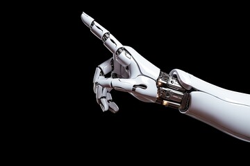 cyborg robotic hand pointing his finger - 3D rendering isolated