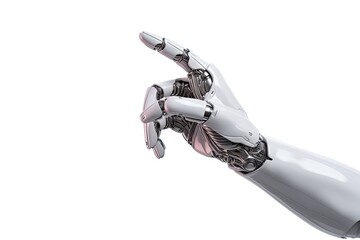cyborg robotic hand pointing his finger - 3D rendering isolated