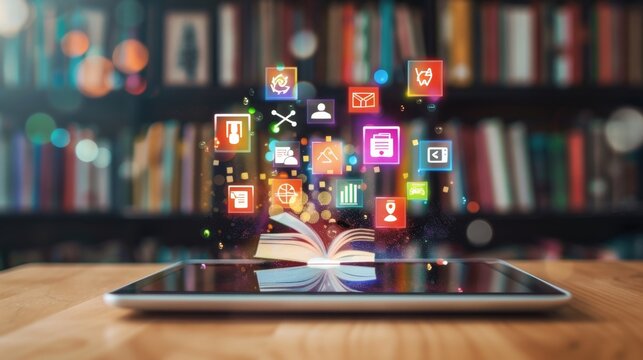 Digital tablet with interactive educational apps High quality images