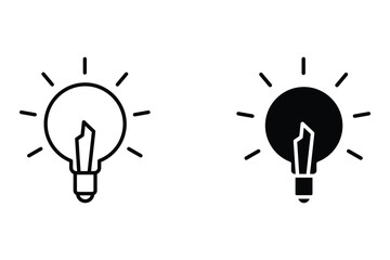 Bulb lamp icons set. Editable stroke., 
for your website design, logo, app, UI Vector design. User icon, silhouette isolated on white background.