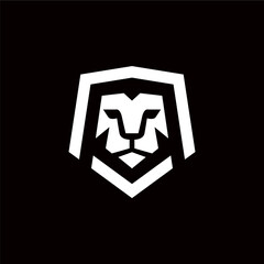 simple minimalist, flat bold line modern lion head badge emblem logo vector illustration