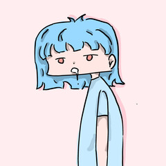 The woman in the blue dress froze.