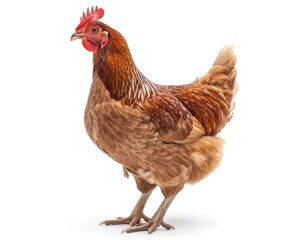 Fototapeta premium Chicken Hen Standing Proudly on Farm Background