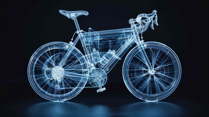Fototapeta premium X-Ray Style Transparent Bicycle on Dark Background - Futuristic Digital Artwork
