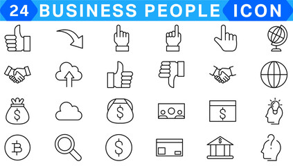 24 line icon set related to business and people