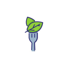 Salad on fork line icon. Herbs, lettuce, vegetarian food. Restaurant concept. Vector illustration can be used for topics like food, menu, dieting