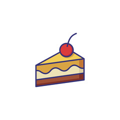 Slice of cake line icon. Cherry, cheesecake, portion. Sweet food concept. Vector illustration can be used for topics like coffee shop, cafe, dessert