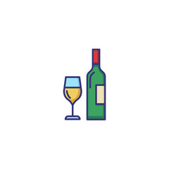 Wine bottle and glass line icon. Glass, bottle, winemaking. Celebration concept. Vector illustration can be used for topics like holiday, anniversary, menu