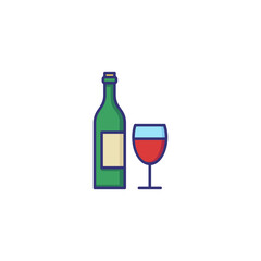 Wine line icon. Glass, bottle, winemaking. Celebration concept. Vector illustration can be used for topics like holiday, anniversary, menu
