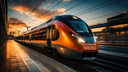 Motion blur of fast-moving train