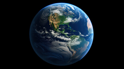 Fototapeta premium Vibrant Earth from Space . Capturing Earth in full color from space during the day, this image showcases the vibrant blue of the oceans and the varied textures of the continents.