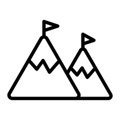 Mountains Vector Line Icon Design