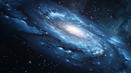 Majestic Spiral Galaxy in Deep Space Illuminated by Starlight