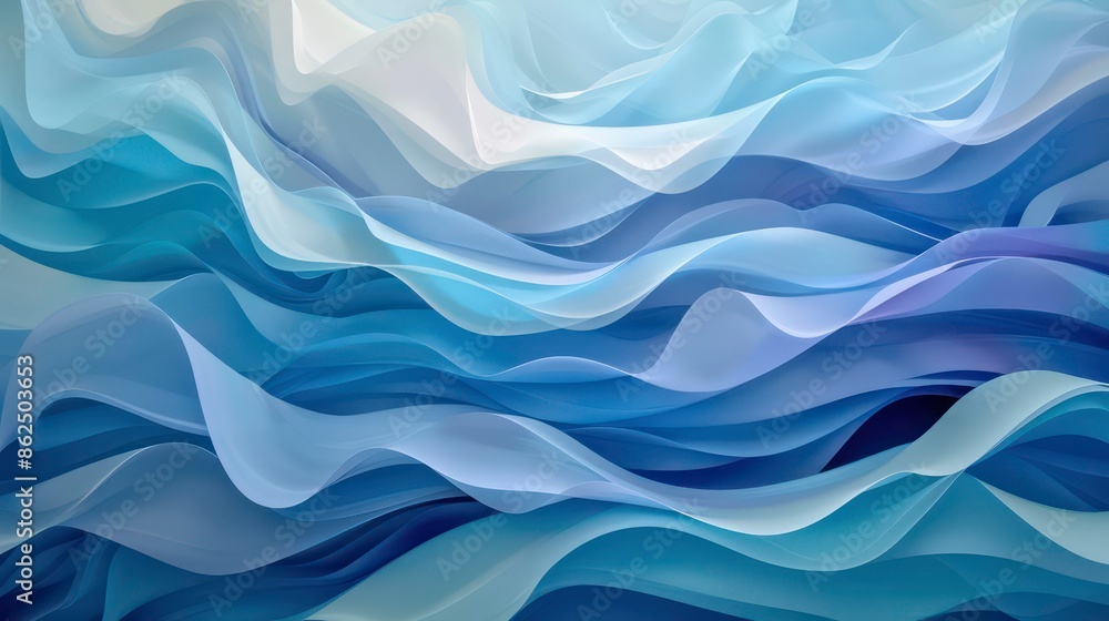 Poster abstract background of flowing curves and soft gradients captures the essence of tranquil seascape. 