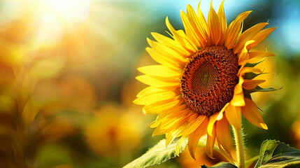 Fototapeta premium Close-up of a sunflower turning towards the sun