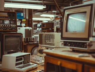A room full of old computers from the 1970s and 1980s