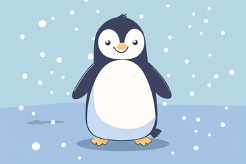 a cartoon penguin standing in the snow