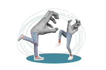 Abstract creative composite illustration photo collage of bodyless people arms instead of body...