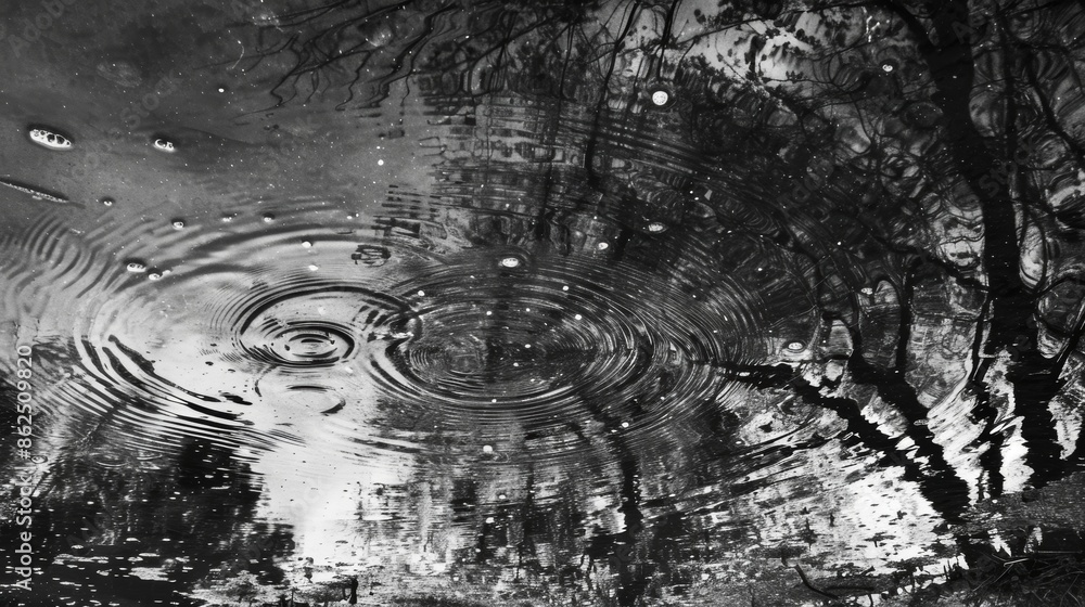 Aufkleber a closeup of swirling patterns in a puddle creating an abstract and distorted reflection of the surr
