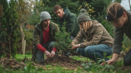 The group planting tree