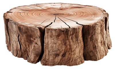 Old piece table of tree stump isolated on transparent background