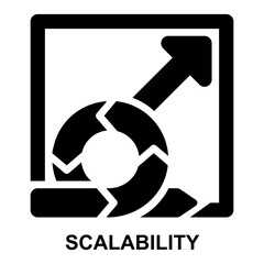 scalability, scalable, scaling, agile, scale up, expand solid glyph icon