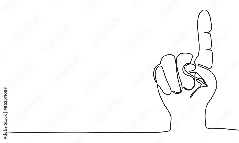 Aufkleber index finger one line continuous. line art index finger. hand drawn vector art.