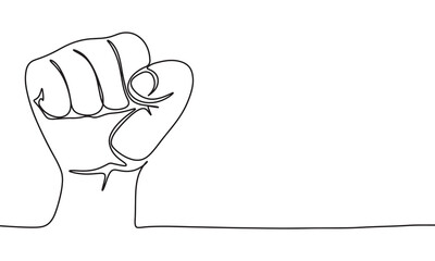 Freedom symbol one line continuous. Line art fist. Hand drawn vector art.