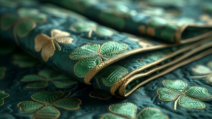 Green and gold shamrock quilt, perfect for St. Patrick's .