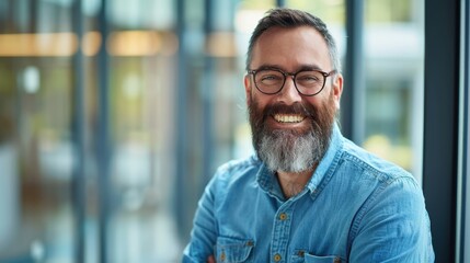Obraz premium The smiling man with glasses