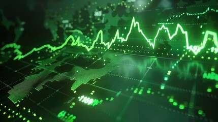 Dynamic Green Financial Data Visualization with Stock Market Graphs and World Map