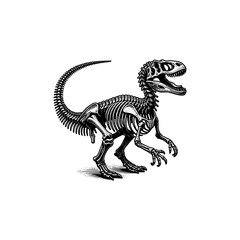 skeleton of dinosaur high detail drawn art vector illustration