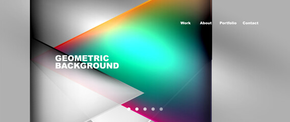 Flowing bright neon gradients geometric abstract background with triangles and lines. Fluid color pattern of color liquid gradient background for wallpaper, banner, background, card, landing page