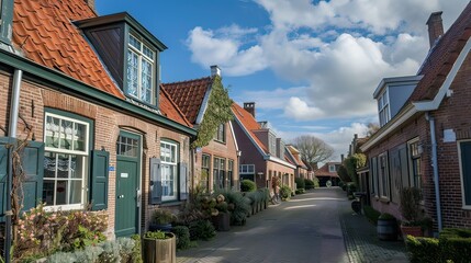 Fototapeta premium Village Oudeschild on Texel island in the Netherlands 