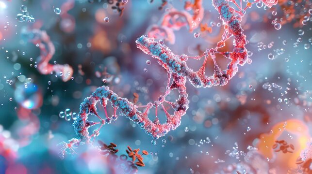 Advancements in biotechnology and bioengineering involve DNA synthesis replication modification and mutation processes Copy space image Place for adding text or design