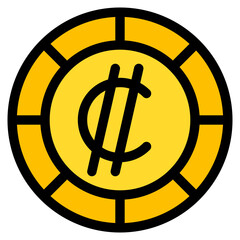 rican colon, coin, currency, money, cash Icon
