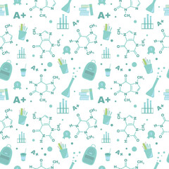 Fototapeta premium vector pattern chemistry of blue-gray accessories without background