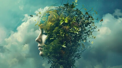 Artistic image of mother earth. World environment and mother earth day concept. Generative AI