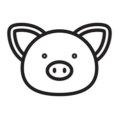 Pig Vector Line Icon Design