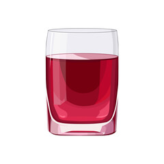 Full glass of pink juice. Isolated vector summer drink for flat design