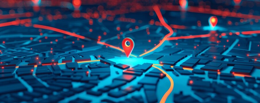 smart city public transportation control and mobile app to order taxi to destination or location and directions tracking GPS system concepts as wide banner with copyspace area