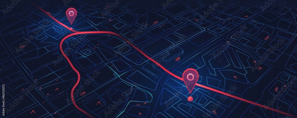 Aufkleber smart city public transportation control and mobile app to order taxi to destination or location and directions tracking GPS system concepts as wide banner with copyspace area