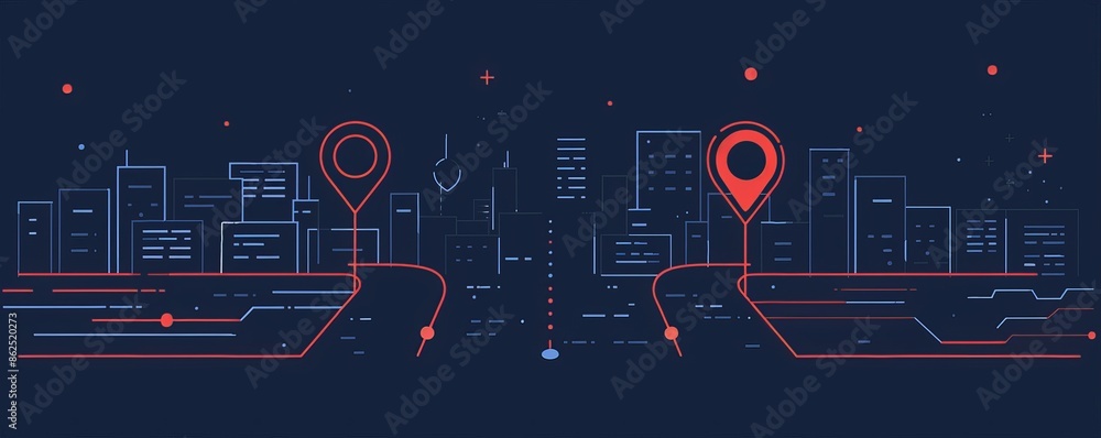 Poster smart city public transportation control and mobile app to order taxi to destination or location and directions tracking GPS system concepts as wide banner with copyspace area