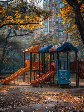 Superbe photo d'un parc pour enfants avec beaucoup de couleurs