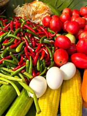 Red hot chili peppers with tomatoes and eggs