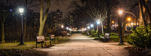 Nighttime Urban Park
